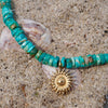 STAY GOLD BURST ON TURQUOISE BEADED NECKLACE