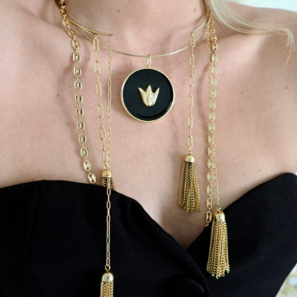 ELI CHAIN  TASSEL DROP NECKLACE