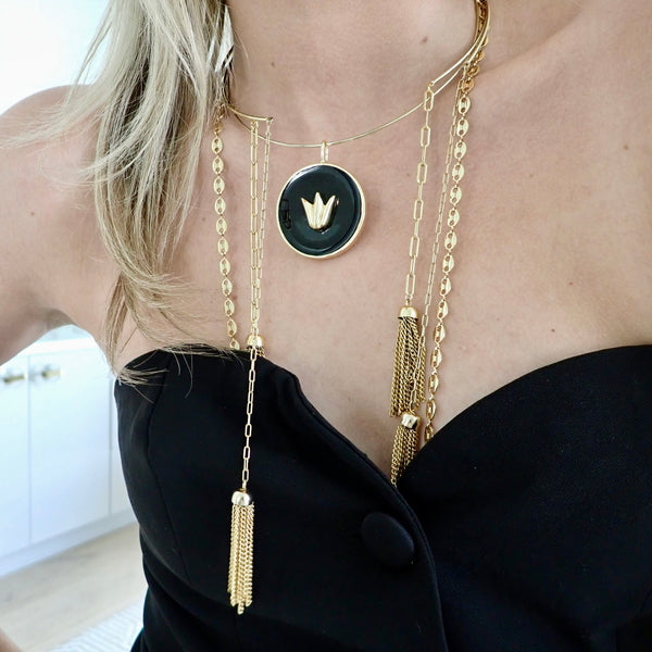 ELI CHAIN  TASSEL DROP NECKLACE