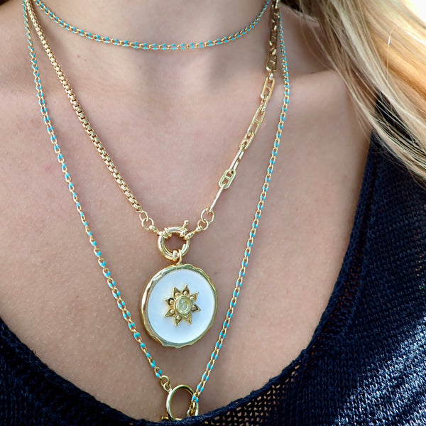 BILLIE ENAMEL BURST  DISC STATEMENT NECKLACE