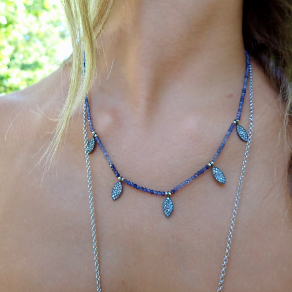 JASPER DIAMOND DROP BEADED NECKLACE
