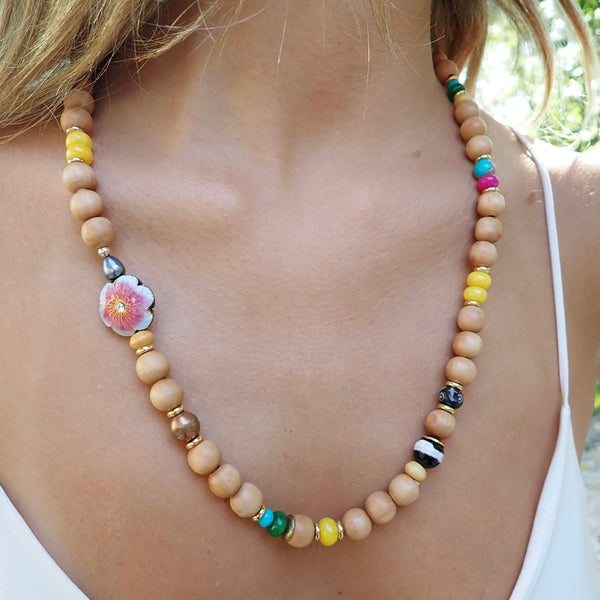 HARPER WOOD BEADED NECKLACE