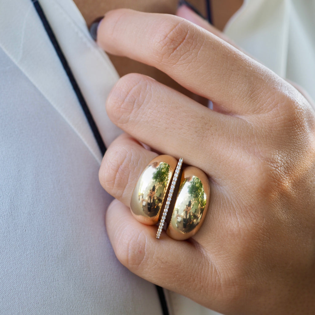 BILLY WIDE DOMED GOLD BAND RING