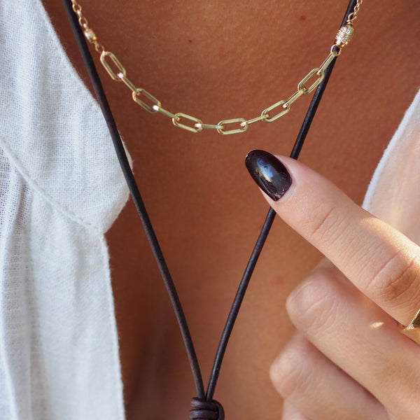 EZ GOLD  + DIAMOND CHAIN LINK NECKLACE