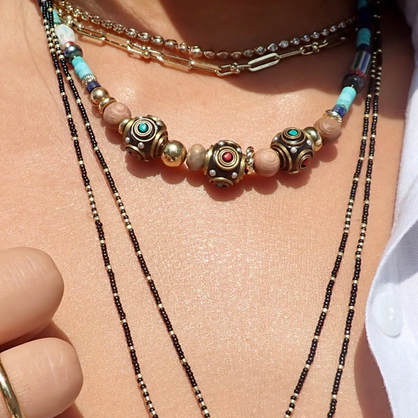 SAM TRIPLE CENTER BEADED NECKLACE