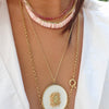HENRIE JADE ENAMEL DISC  NECKLACE - 1.1/4"