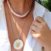 HENRIE JADE ENAMEL DISC  NECKLACE - 1.1/4"