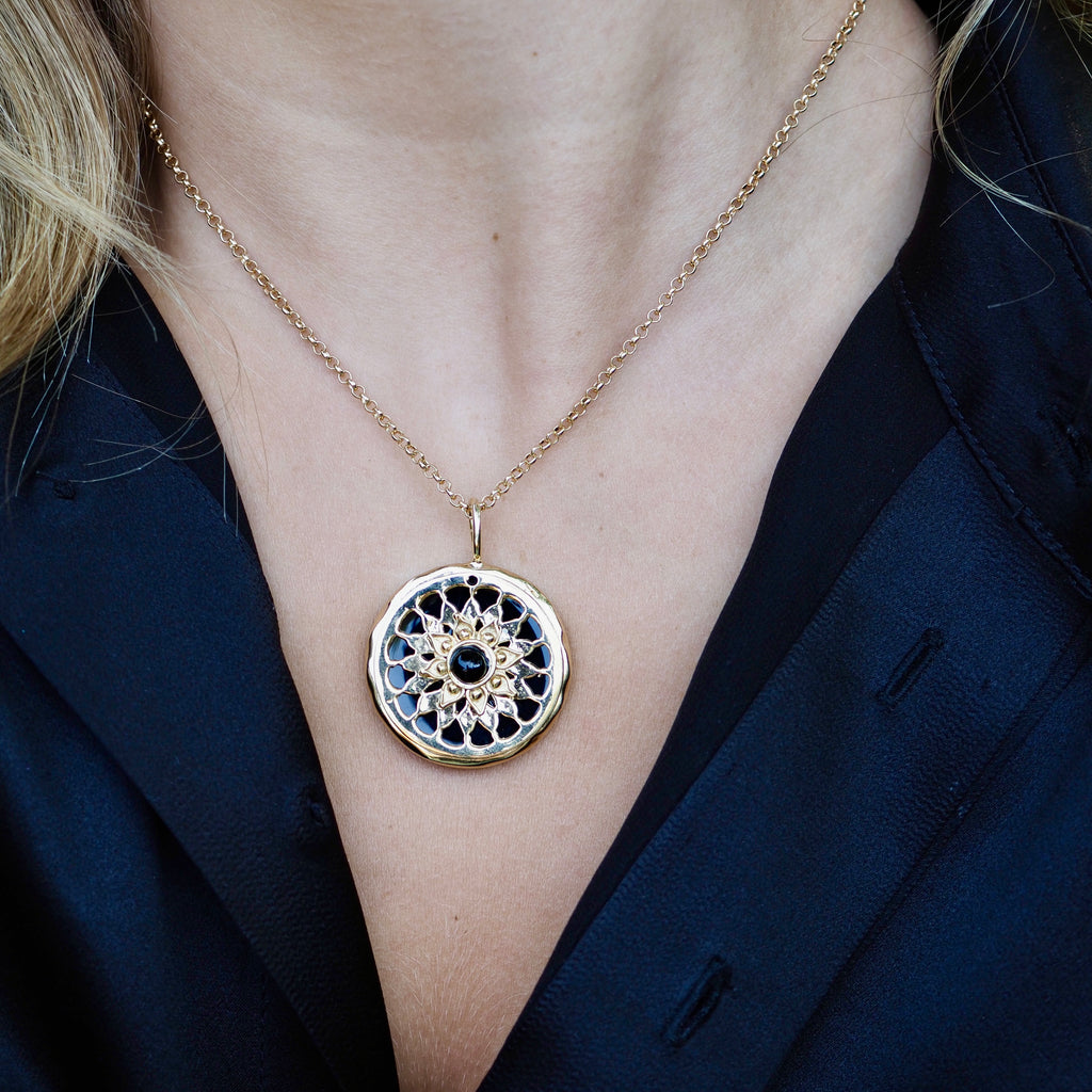 MARI DYLAN BLACK ENAMEL BURST NECKLACE