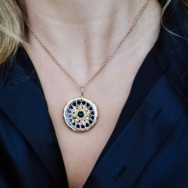 MARI DYLAN BLACK ENAMEL BURST NECKLACE