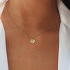 OLIVE PAVE DISC NECKLACE