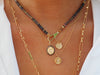 OLIVE PAVE DISC NECKLACE