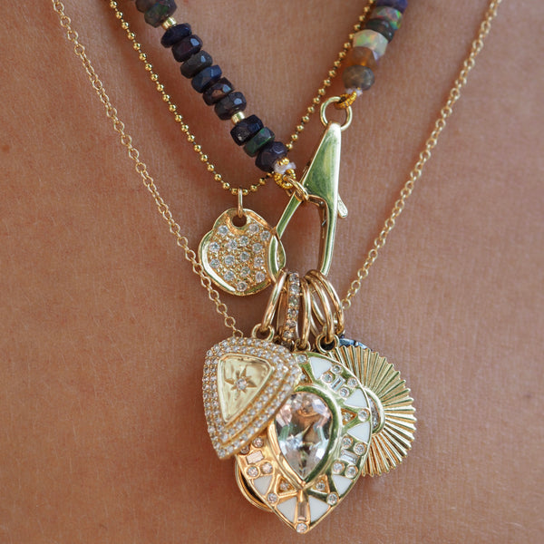 OLIVE PAVE DISC NECKLACE