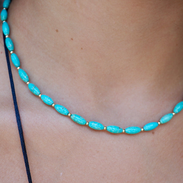 FIA TURQUOISE BEADED NECKLACE