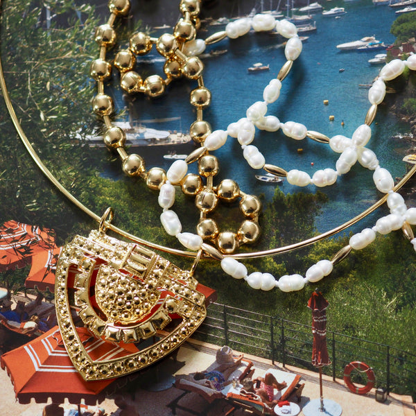 JESSIE TEXTURED ART DECO STATEMENT NECKLACE