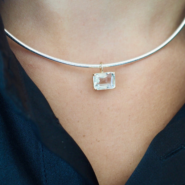 BROOKLYN NATURAL TOURMALINE EMERALD CUT PENDANT
