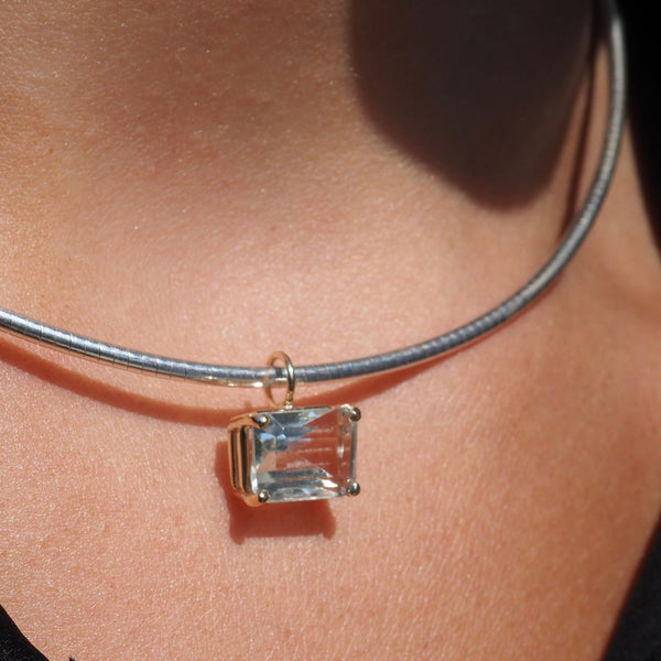 BROOKLYN NATURAL TOURMALINE EMERALD CUT PENDANT