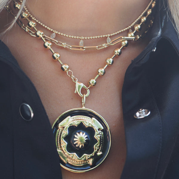 SCARLETT AZTEC ENAMEL  DISC NECKLACE