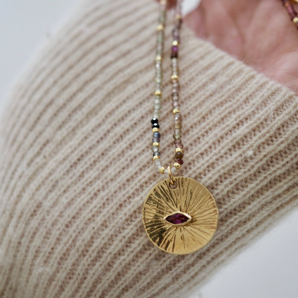 FIRE COIN BURST DISC NECKLACE