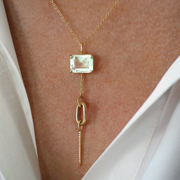 BROOKLYN NATURAL TOURMALINE EMERALD CUT PENDANT NECKLACE