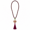 OLIVE BEADED SHELL TASSEL DROP NECKLACE