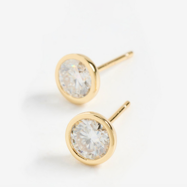 BEZEL SET STUD EARRINGS - 5MM