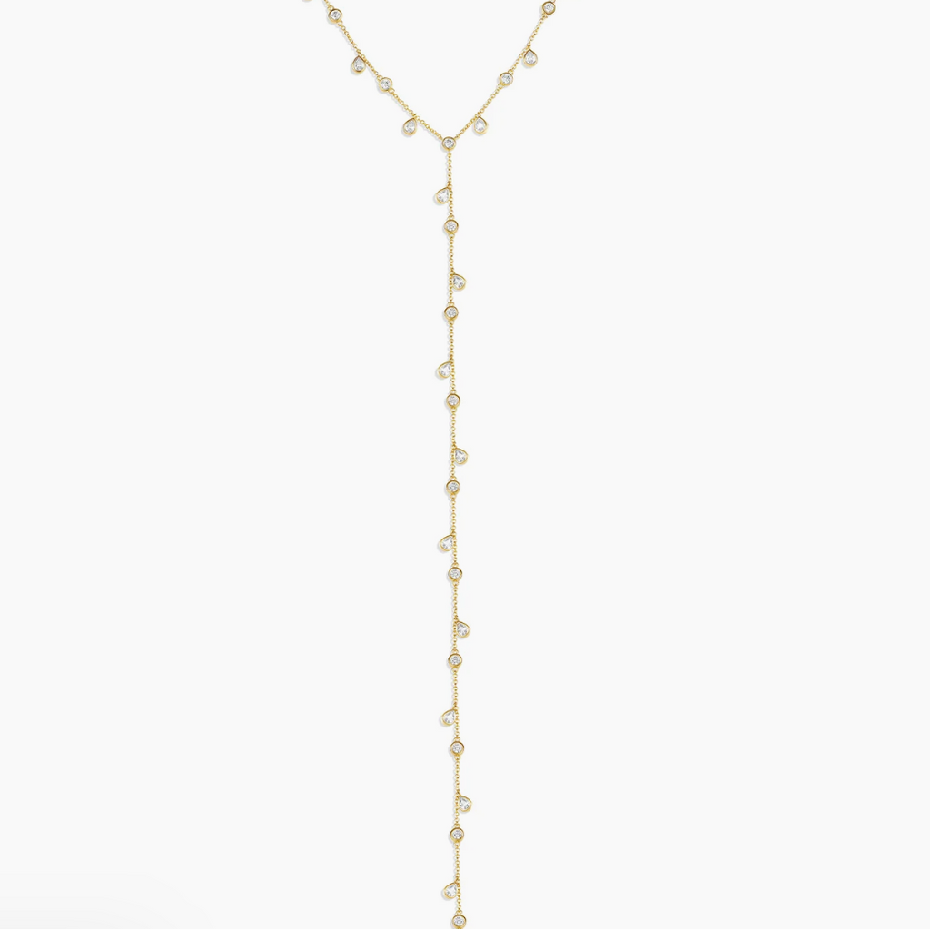 SASHA DRIPPING DIAMOND LARIAT NECKLACE