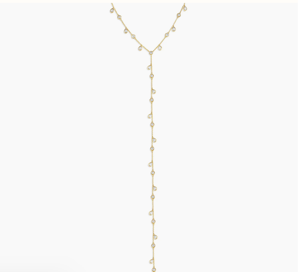 SASHA DRIPPING DIAMOND LARIAT NECKLACE