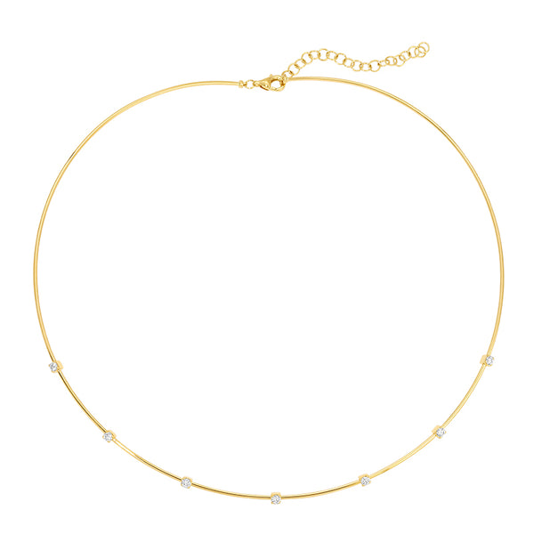 KELLY  SEVEN DIAMOND SKINNY OMEGA CHAIN NECKLACE