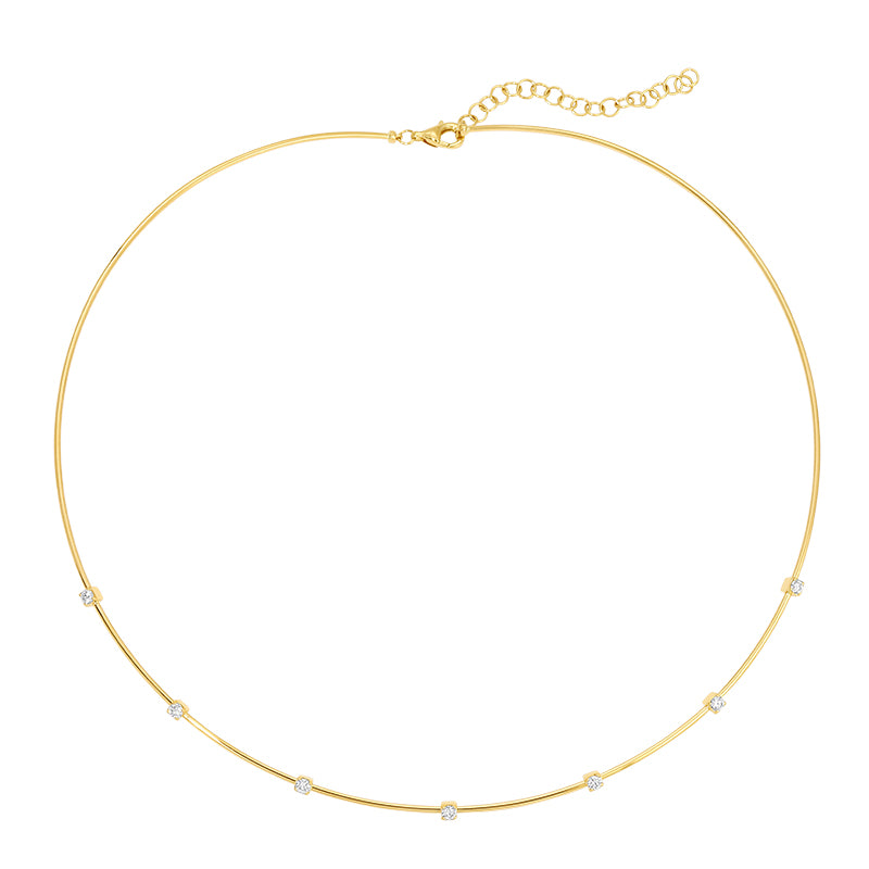 KELLY  SEVEN DIAMOND SKINNY OMEGA CHAIN NECKLACE
