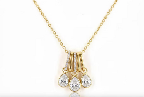 TRIPLE PEAR BEZEL CHARM - MY 3 KIDS