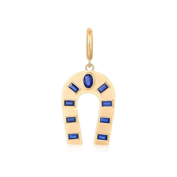 LIVVIE SAPPHIRE + GOLD HORSHOE PENDANT