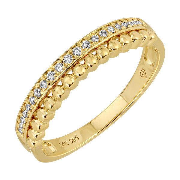 CHAR DIAMOND + GOLD BEADED  RING