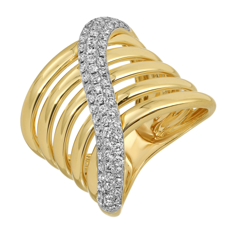 CELIA  GOLD + DIAMOND CROSSOVER  RING