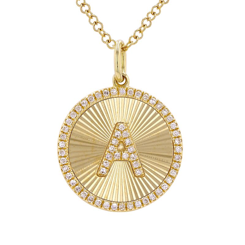 FLUTED  INITIAL DISC NECKLACES