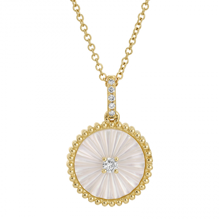 NOAH MOTHER OF PEARL FLUTED  DISC NECKLACE