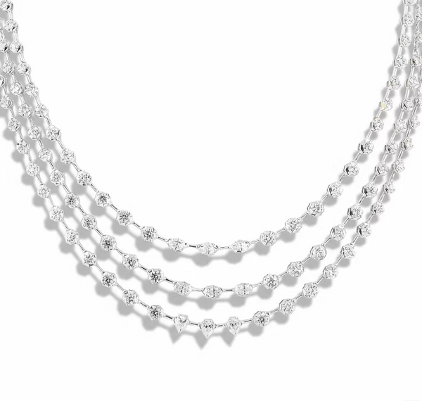SAREE MULTI SHAPE THREE ROW  BEZEL NECKLACE