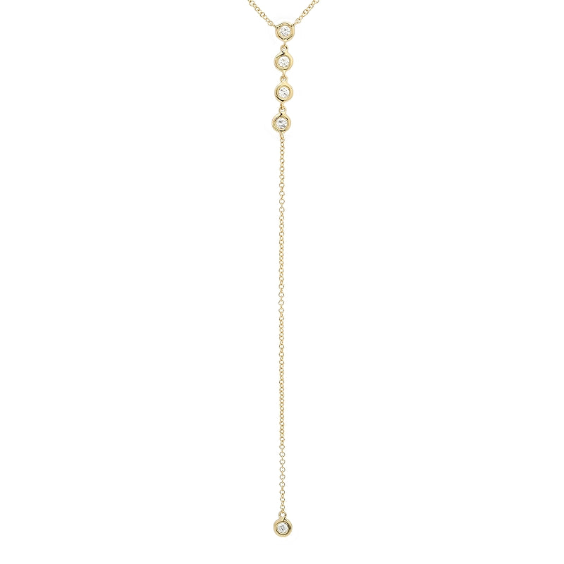 BECKY DIAMOND BEZEL DROP LARIAT NECKLACE