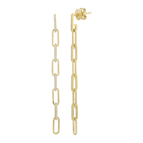 INDIA GOLD LINK + DIAMOND DROP  CHAIN EARRINGS