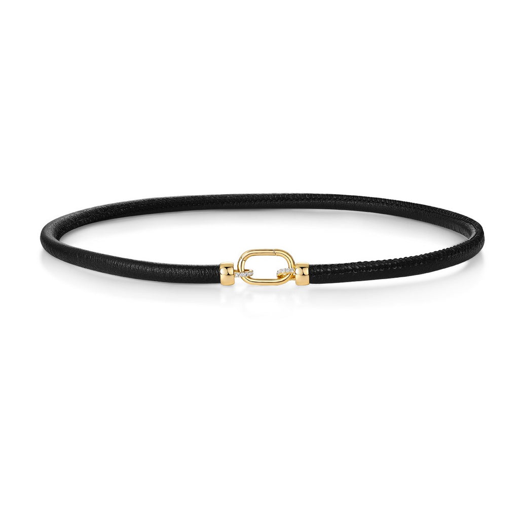 KELSE DIAMOND + LEATHER CORD. BRACELET