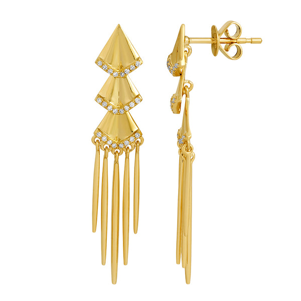 CLEO  TRIPLE FAN TASSEL DROP EARRINGS