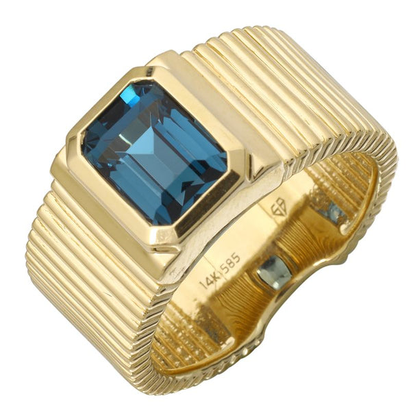 MAK LONDON BLUE FLUTED STATEMENT RING