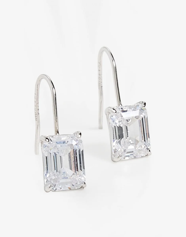 PAIGE EMERALD BAGUETTE FRENCH HOOK EARRINGS