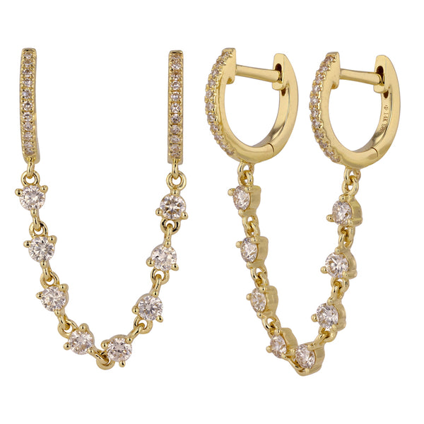 RACHEL DIAMOND DOUBLE HUGGIE EARRINGS