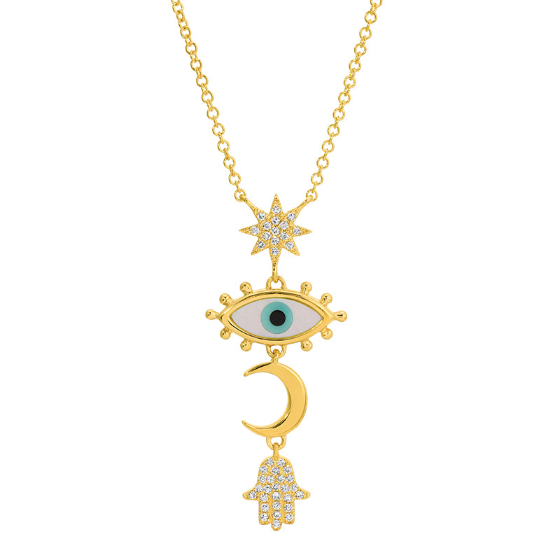 VAL MULTI SYMBOL DROP NECKLACE
