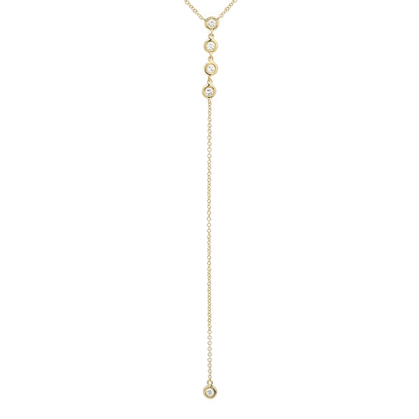 VIOLET  BEZEL DROP LARIAT  NECKLACE