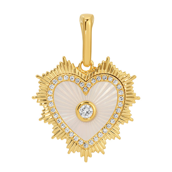 MILA MOTHER OF PEARL FLUTED HEART CHARM