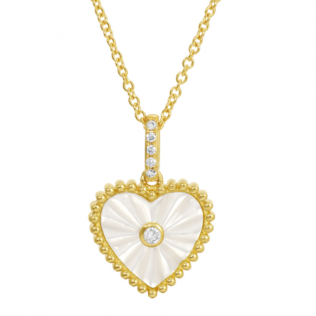 MILA MOTHER OF PEARL FLUTED HEART NECKLACE