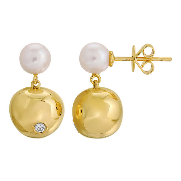 SARENA PEARL/GOLD DROP EARRINGS
