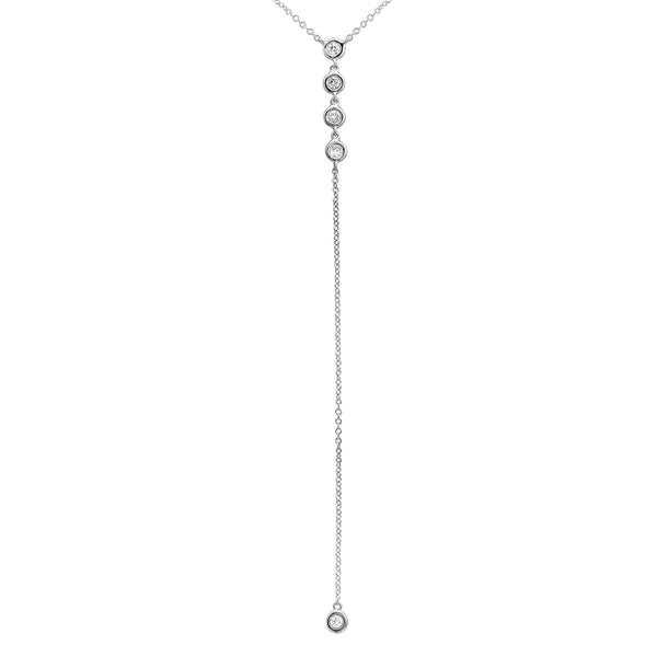 VIOLET  BEZEL DROP LARIAT  NECKLACE
