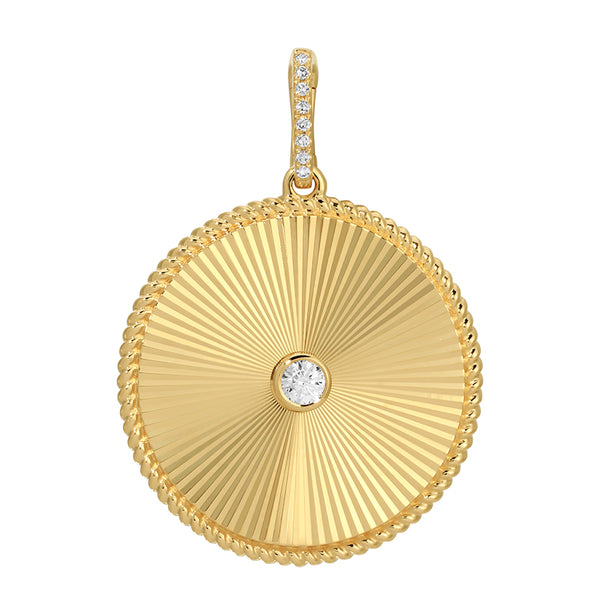 ELIZA FLUTED DISC WITH DIAMOND CENTER - PENDANT